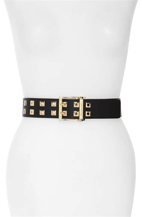 michael michael kors leather logo collar grommet belt|Michael Michael Kors Grommet Leather Belt .